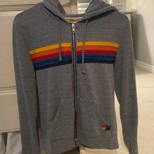 Aviator Nation 5 Stripe Hoodie - Heather Grey